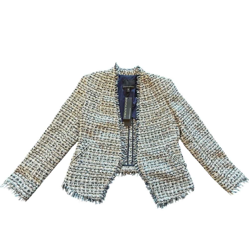 NWT Banana Republic Women’s Collarless Metallic Tweed Blazer Size OP MSRP $199